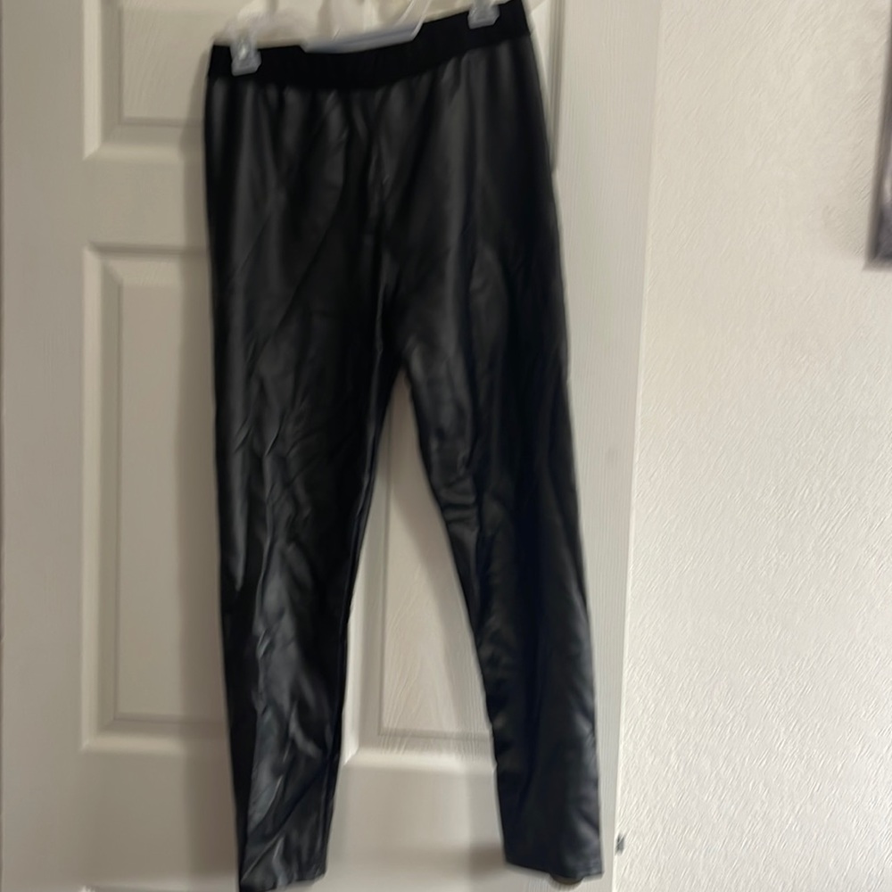 Black leather leggings